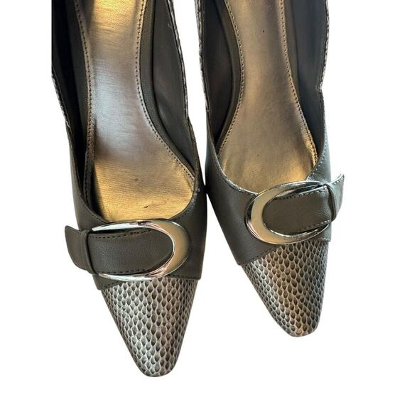 NWT Y2k 90s Vintage Cato Womens Gray Pointed Toe Pump Stiletto Heels 8 Wide - Picture 4 of 10